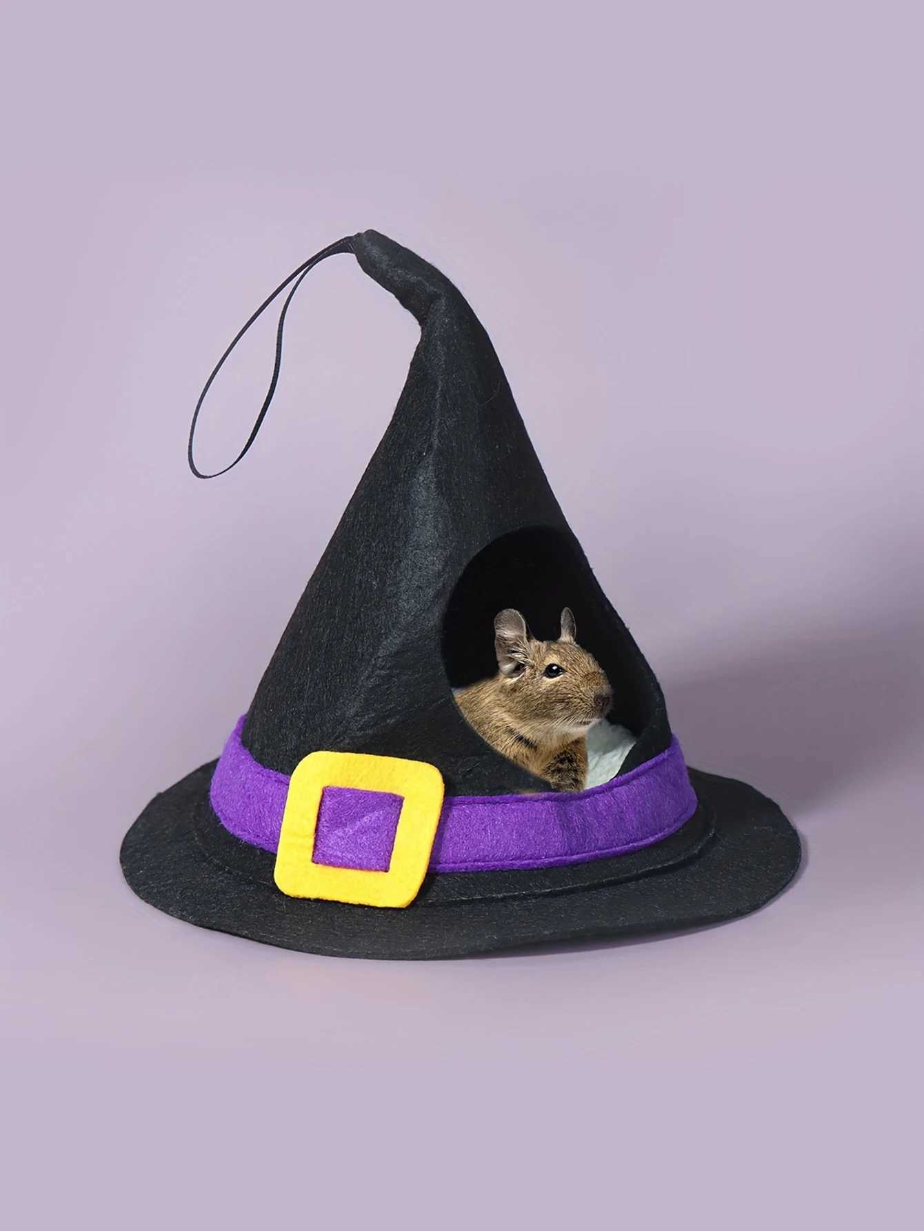 Small Animal Halloween House Hideout Costume Set- Hamster Cave House Bed Nest Hideout Witch Hat Design Hamster Witch Hat for M251206