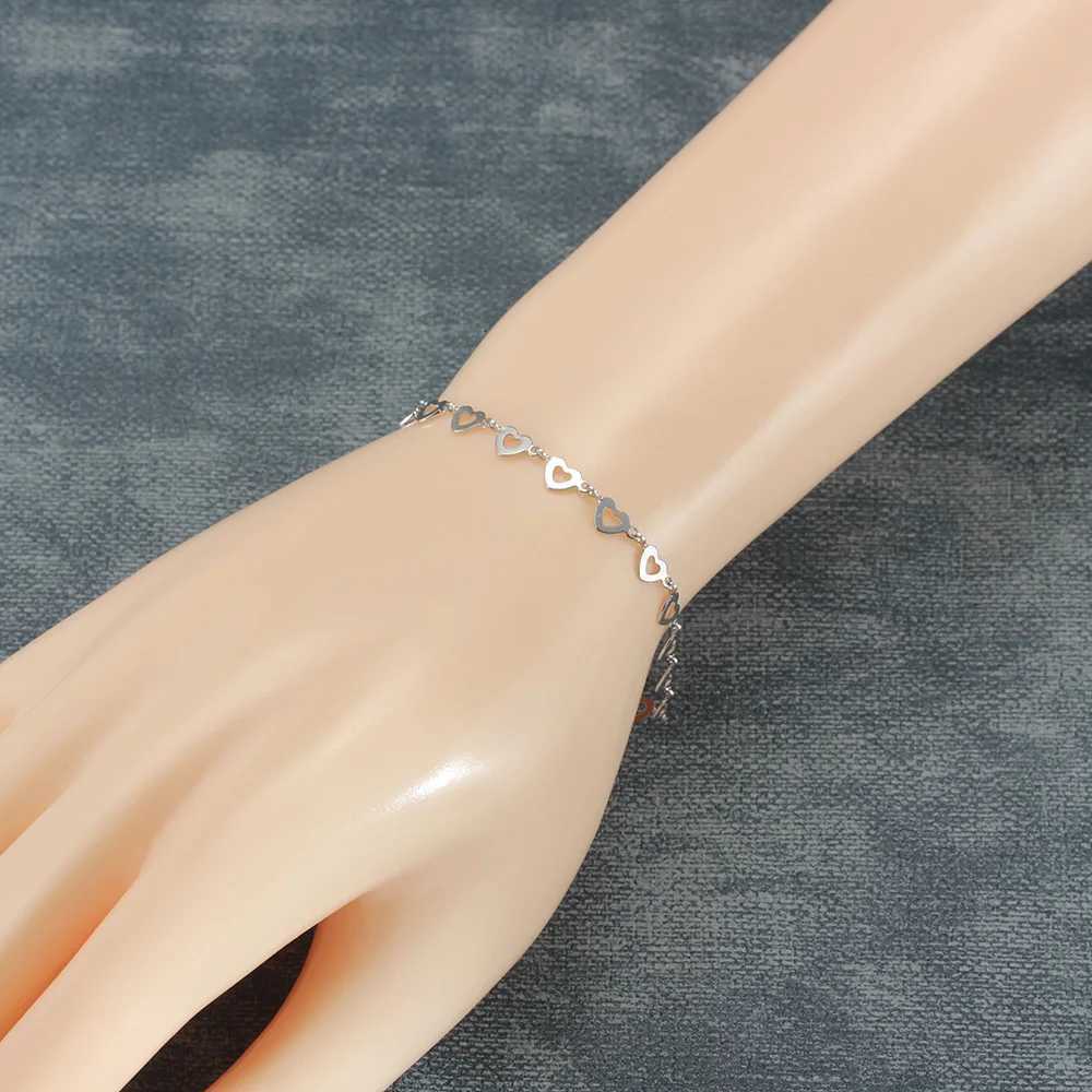 7-9 Inch Stainless Steel Bracelets For Women Heart Cross Chain Bracelets Charms Femme Gold Silver Color Female Fashion Jewelry W251206