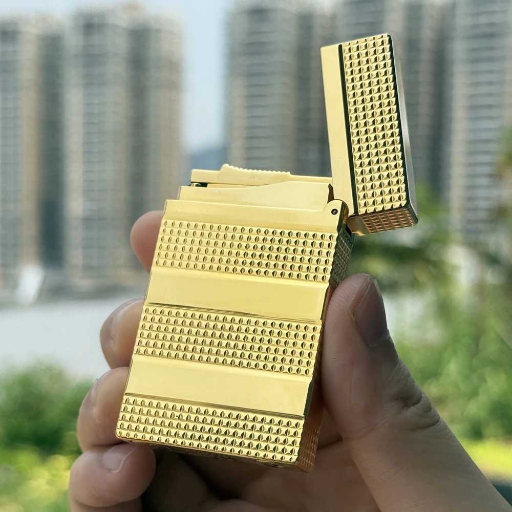 ST D Lighter Copper Clear Sound Smoking Tobacco Tools metal lighter Cigarette Accessories Men Gift Collections Refill Butane H251206