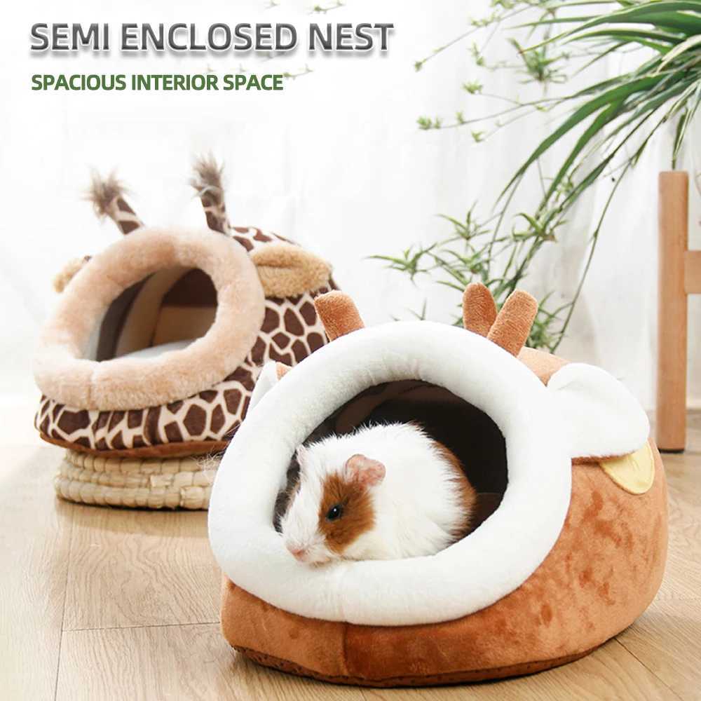 Cartoon modeling Rabbit Squirrel Mini nest Removable washable Small Animal Mice Rat Pet Sleeping Bed Hamster House Warm Soft Mat M251206