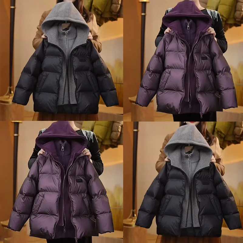 Winter Warm Boys Casual Patchwork Hooded Zipper Puffer Jackets School Kids Thick Track Coat Top Children Outfit Windbreaker 5-16W251206