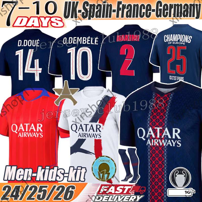 psges jersey 25 26 Ousmane Dembele jersey Khvicha Kvaratskhelia Football Shirt GonCalo Ramos Gianluigi Donnarumma kit Soccer Jerseys kids paris st ger