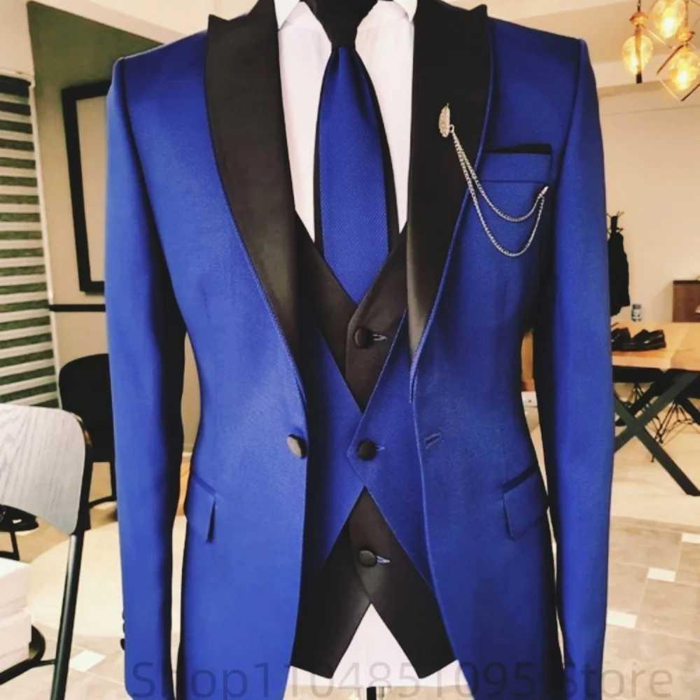 Mens Solid Slim Fit 3-Piece Business Suit Set wiTH Blazer VEST And Pants for Wedding Party Fashion Tuxedo M260313