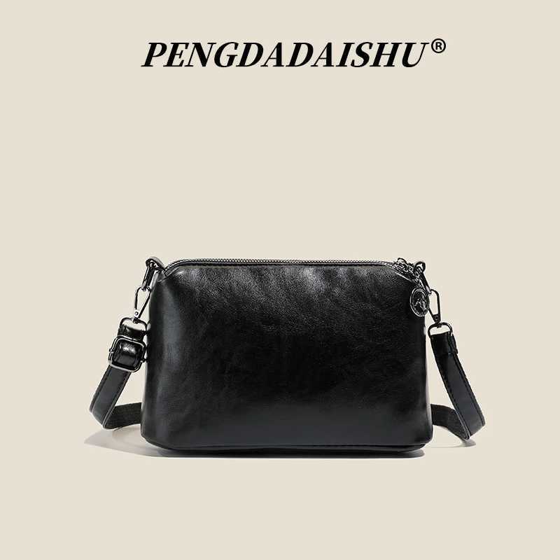 Fashionable and versatile soft leather messenger bag new style casual and commuting small square bagT251206