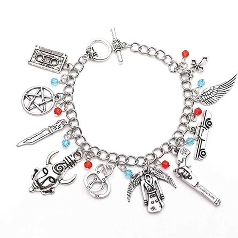 Supernatural Inspired Bracelets for Women Dean Winchester Jewelry Charms Pendants Bangles Bracelet Gothic Chain Wristbands W251206