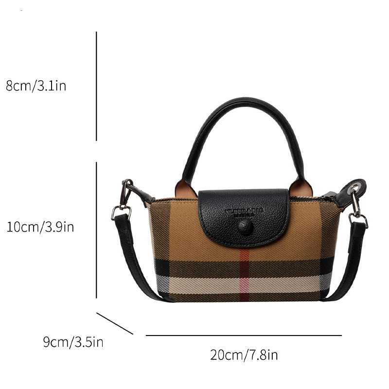 European and American Fashion Womens Bag 2024 New Check Pattern Bag Handheld Dumpling Bag Handheld Crossbody BagT251206