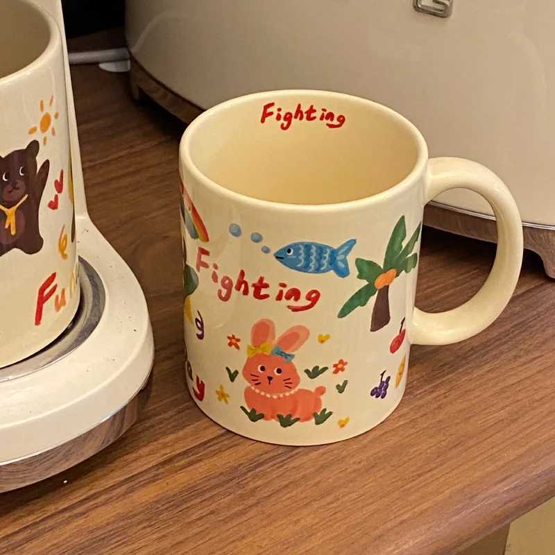Cartoon Graffiti Deer Ceramic Mug with Gift Box Office Breakfast Milk Drink Cupshigh-value Coffee Mugs Christmas Gift Tea Cup M251206 - view 7
