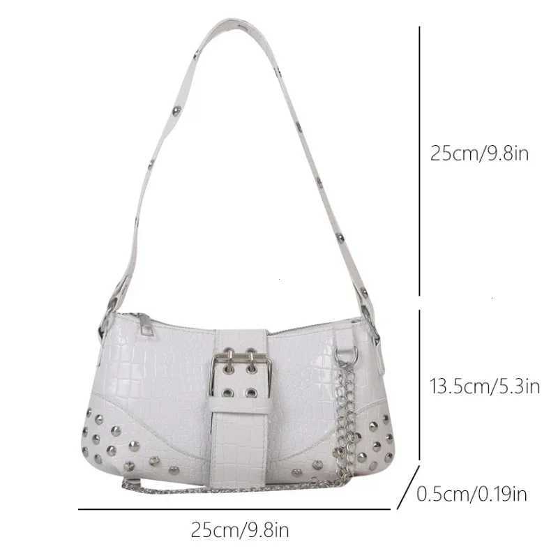 Women Fashion Shoulder Bag Gothic Ladies Bag Cool Style Trendy Rock Girls Handbag Y2K Rivet Chain for Travel Vacation DailyT251205