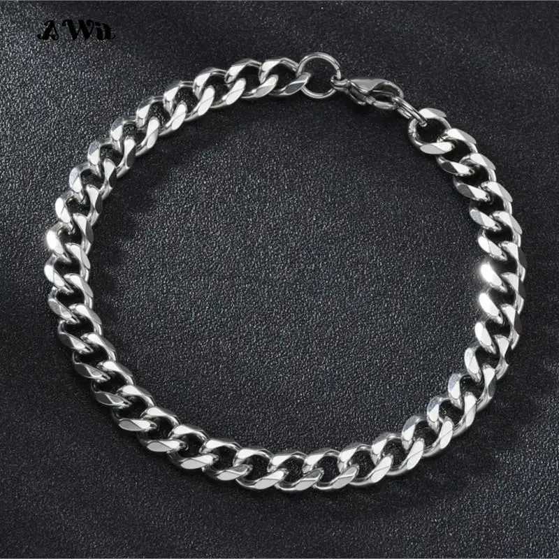 Awit Miniamlist Men Bracelet Gold Jewelry Street Style Stainless Steel 316L 18k Gold Plated Cuban Chain Bracelets For Women W251206