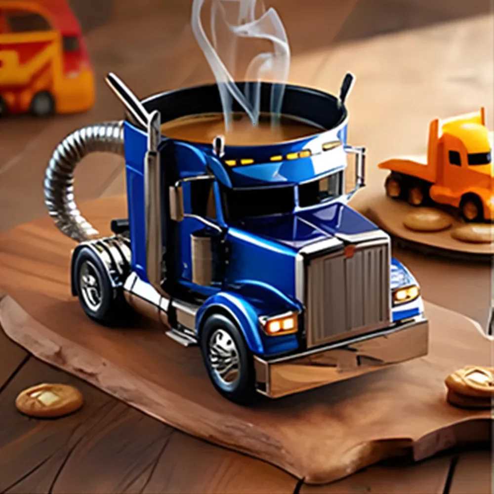 Durable Truck Coffee Mug Semi Truck Coffee Cup Handcrafted Semi-trailer Shaped Semi-Truck Coffee Mugs for Men Women M251206 - view 5