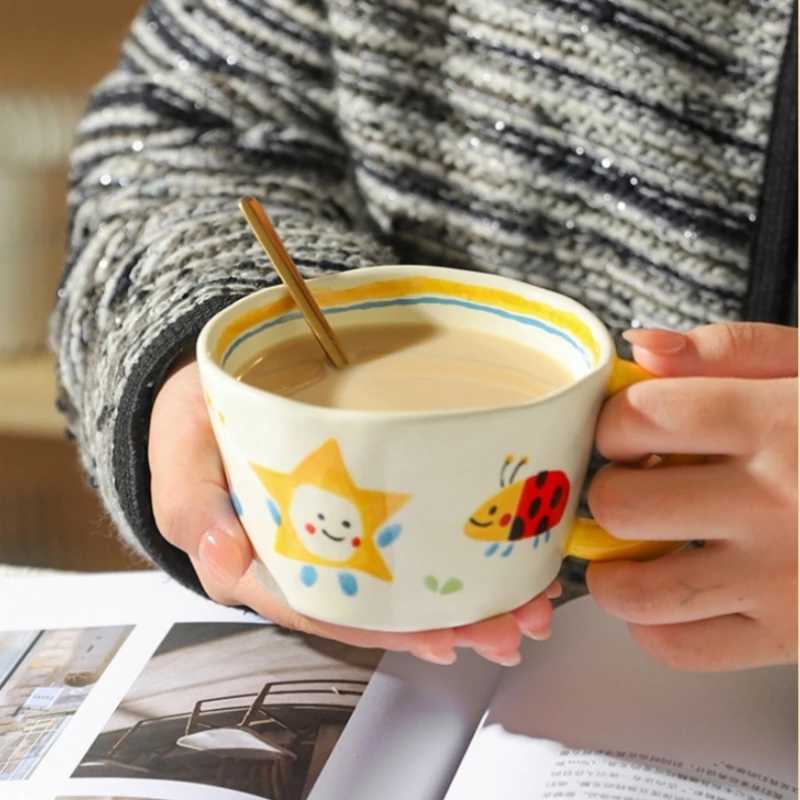 Ceramic Mug Lovely Hand Painted with Moon Handle Creative Breakfast Cup Kitchen Drinkware Milk Tea Coffee Mugs for Birthday Gift M251206 - view 3