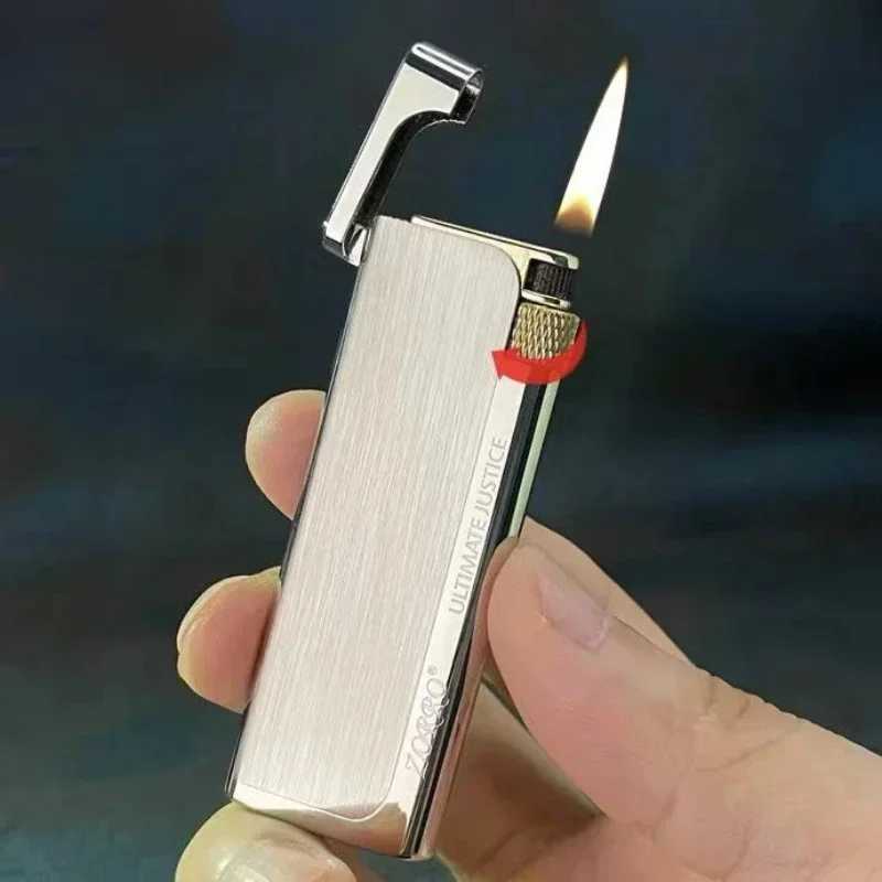 2025 Metal Zinc Alloy tra Thin Slim Grinding Wheel Side Slip e Copper Butane Gas Lighter Smoking Accessories Gadgets H251206