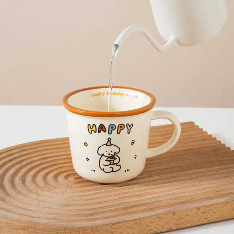 Porcelain Cute Breakfast Milk Cup Water Cup Birthday Handgrip Cup Gift for Friend Office Lovers Drinkware Mug M251206 - view 5