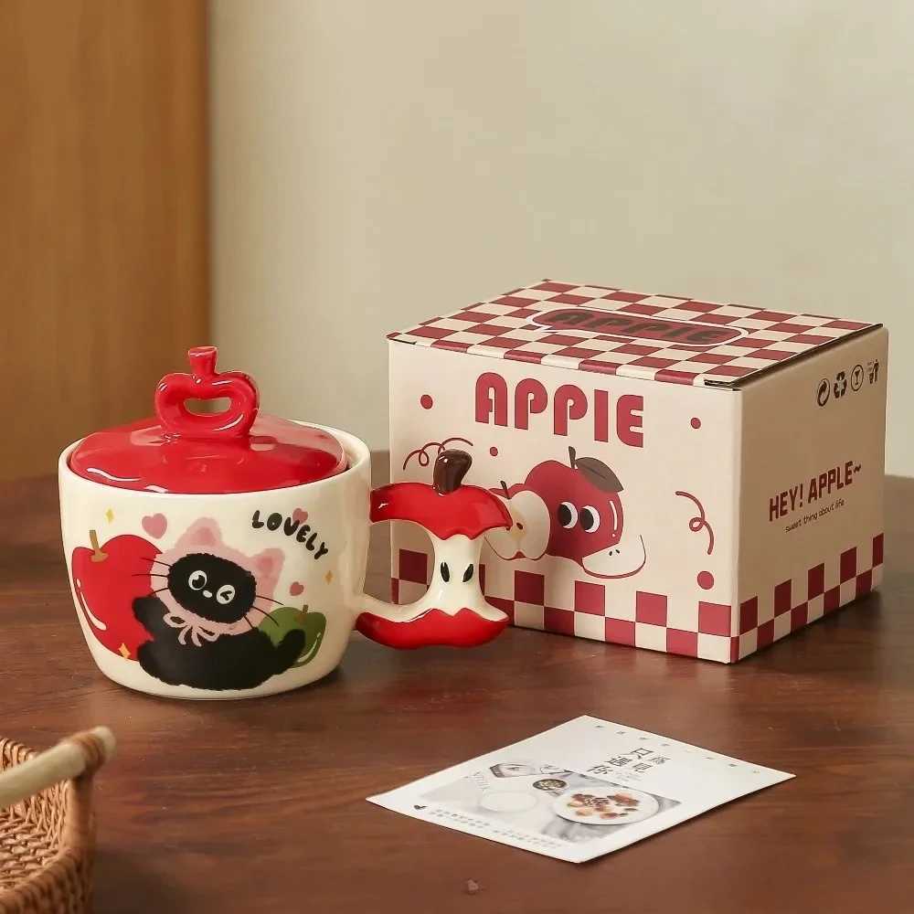 3D Apple Mug Creative Cat Ceramic Cup with Lid High-value Breakfast Cup Souvenir Christmas Gift Drinkware M251206 - view 7