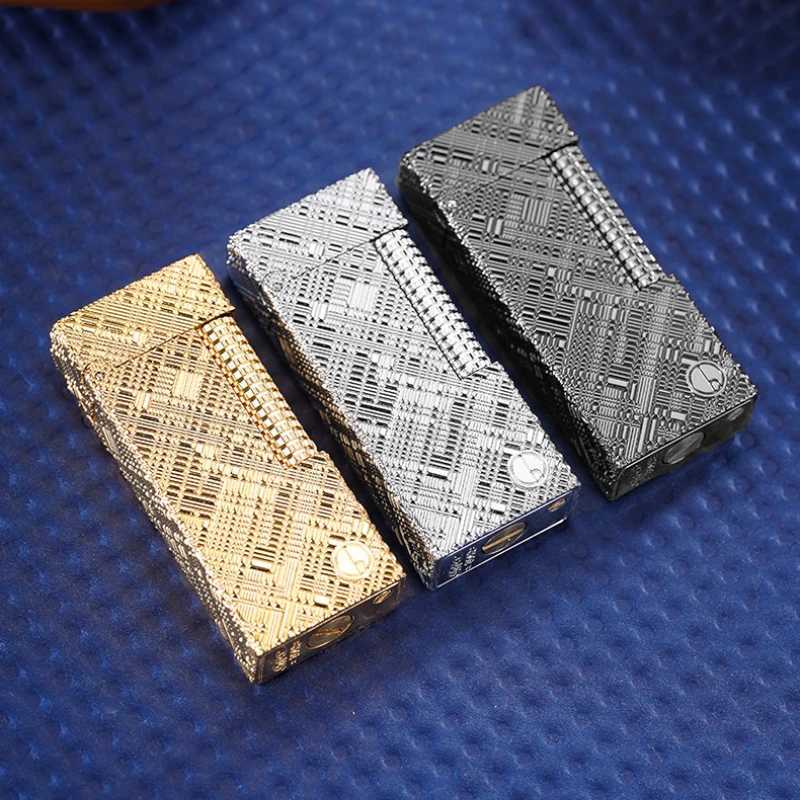 Grinding Wheel Side Sliding Flame Kerosene Lighter High-quality Metal Embossed Open Flame Lighter Gift Box Optional H251206