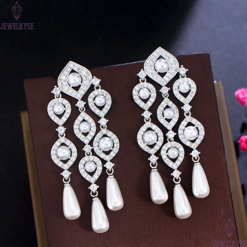 Charm Tassel s925 Streling Silver Needle Designer Earring for Woman Imitation Pearl AAA Cubic Zirconia South American Copper Womens Diamond Wed Earrin