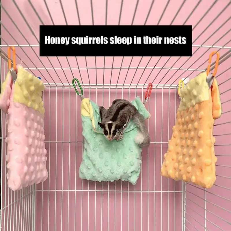 Sugar Gliders Sleeping Pouch Small Pet Bed Hanging Hammock Swing Bag Warm Sleep Bed Nest For Hamsters Hedgehogs Squirrels M251206