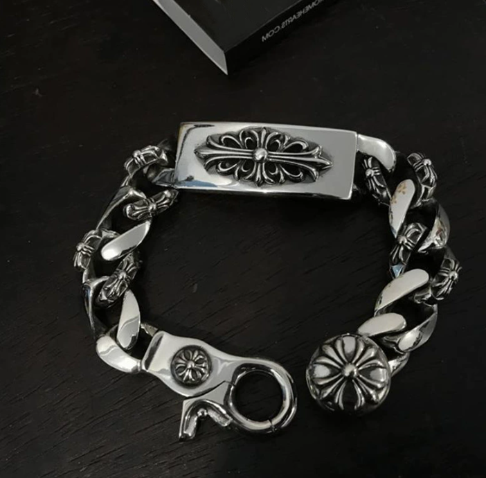 Designer Silver cross bracelets Bangle for men Luxury Brand trend personality punk cross style Lovers gift hip hop rock jewelry top