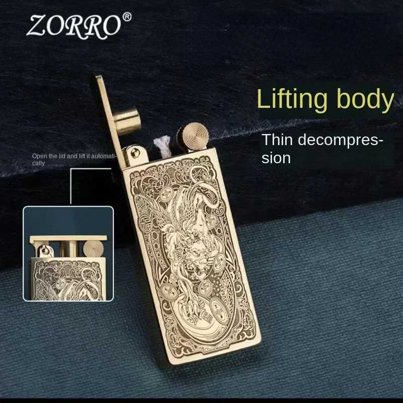 Mechanical Autatic Lifting Lighter Creative Personality Brass Kerosene Cigarette Lighter Creative Mens Gift H251206