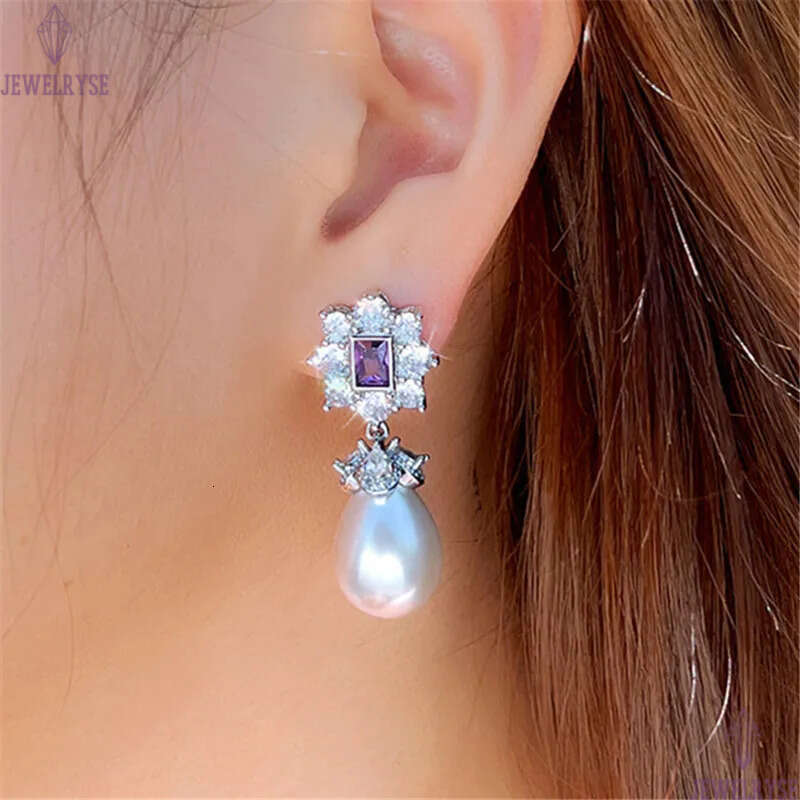 luxury pearl diamond designer earring for woman engagement wedding banquet white AAA zirconia womens 18k gold charm earrings jewelry dangle women part