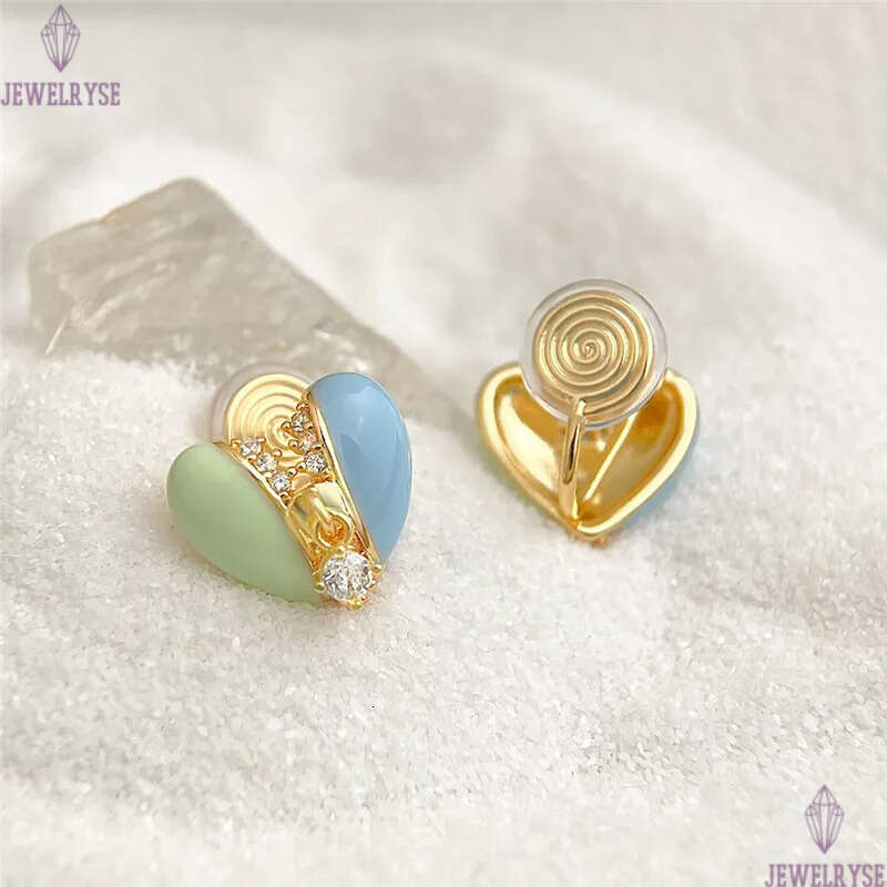 new original sweet heart stud designer earring for woman 18k gold AAA cubic zirconia earrings womens party ear clip jewelry S925 silver needle birthda