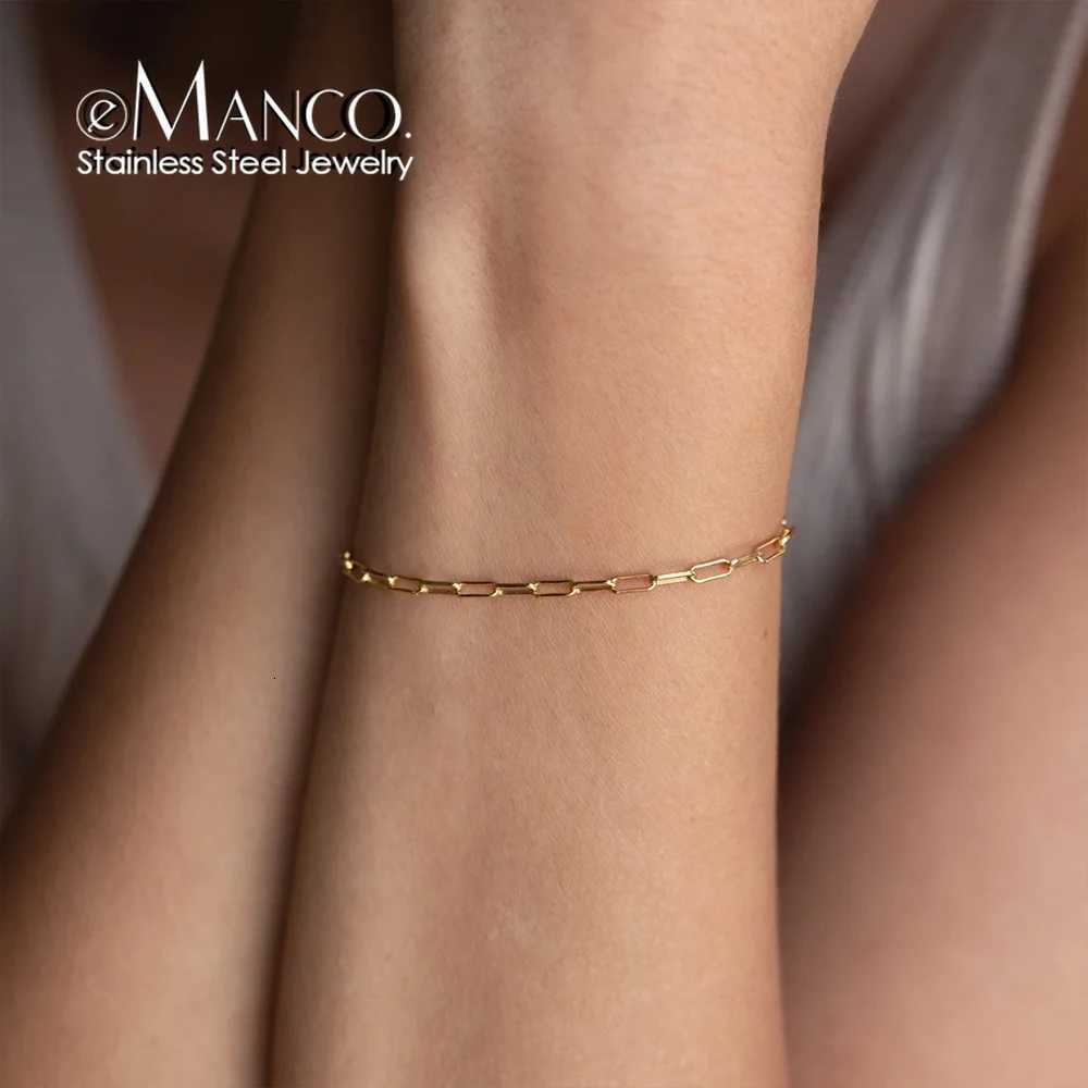 eManco Exquisite Minimalist Link Chain Bracelet Stainless Steel Silver Color Womens Daily Fashion Gatherings Gifting W251206
