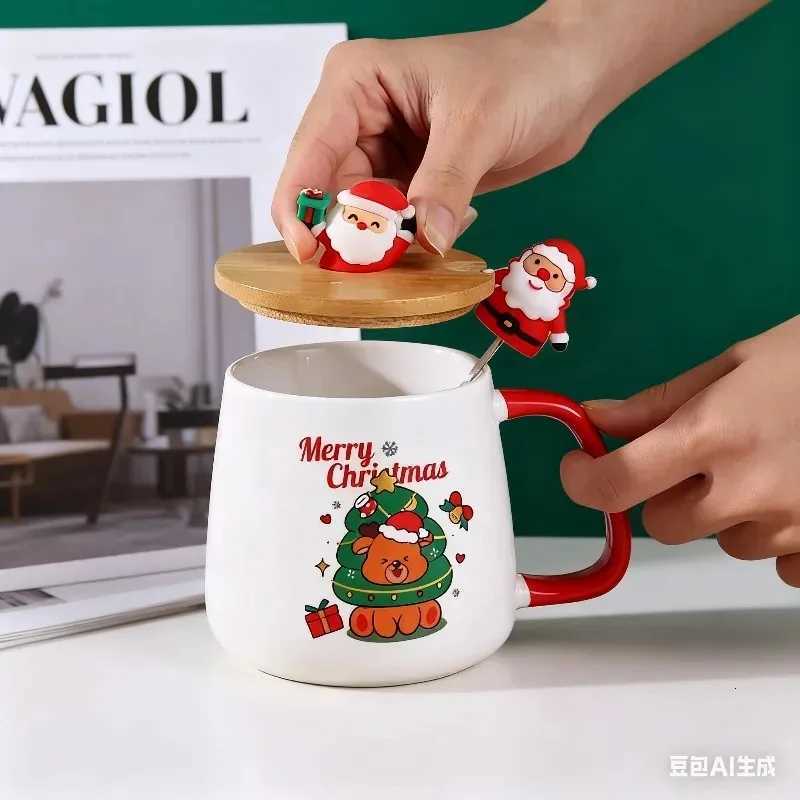 Christmas mug with lid spoon cute couple mug coffee cup ceramic water cup for girls birthday gift cup M251206 - view 6