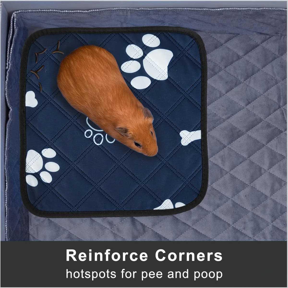 Guinea Pig Cage Mat Small Animals Pee Pad Washable Small Pet Bedding Non-Slip Waterproof Super Absorbent Guinea Hamster Pee Pad M251206