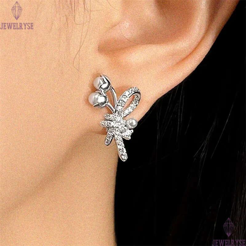 new elegant flower pearl stud designer earring for woman travel AAA cubic zirconia earrings ear clip jewelry S925 silver needle womens valentines day 