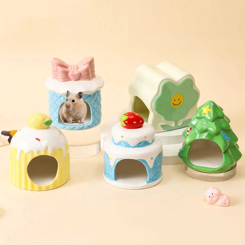 Ceramic Hamster House for Small Animals Outdoor Mushroom Cave Small Animal Food for Home Hamster Keeping Gifts M251206