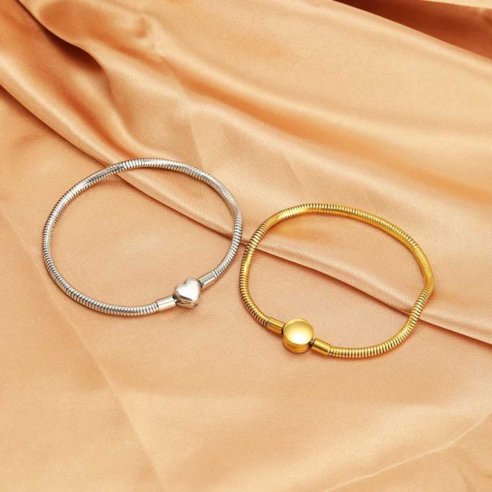 1pc Stainless Steel Classic Snake Bone Chain Ball Bangle for Women Men Cuff Chain Link Bracelet Charm Waterproof Jewelry Gifts W251206