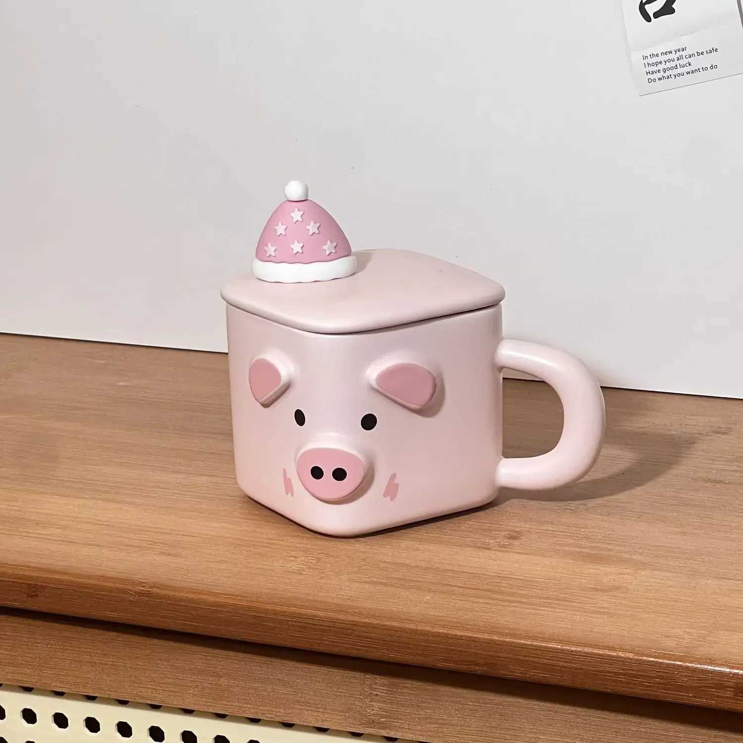 Creative Cartoon Cute Pet Shaped Animal Ceramic Mug with Lid for Home Use Water Cup with Hand and Gift Mugs Coffee Cups M251206 - view 6