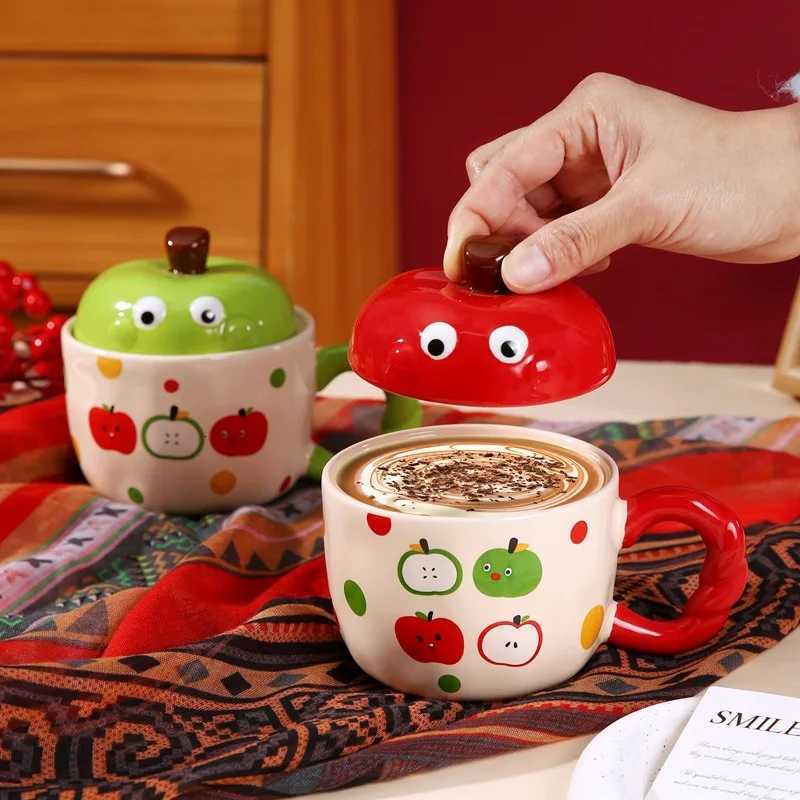 Creative Apple Shaped Ceramic Mug With Lid 2025 New Household Office Water Cups Large Capacity Girl Milk Cups Gift Box M251206 - view 4