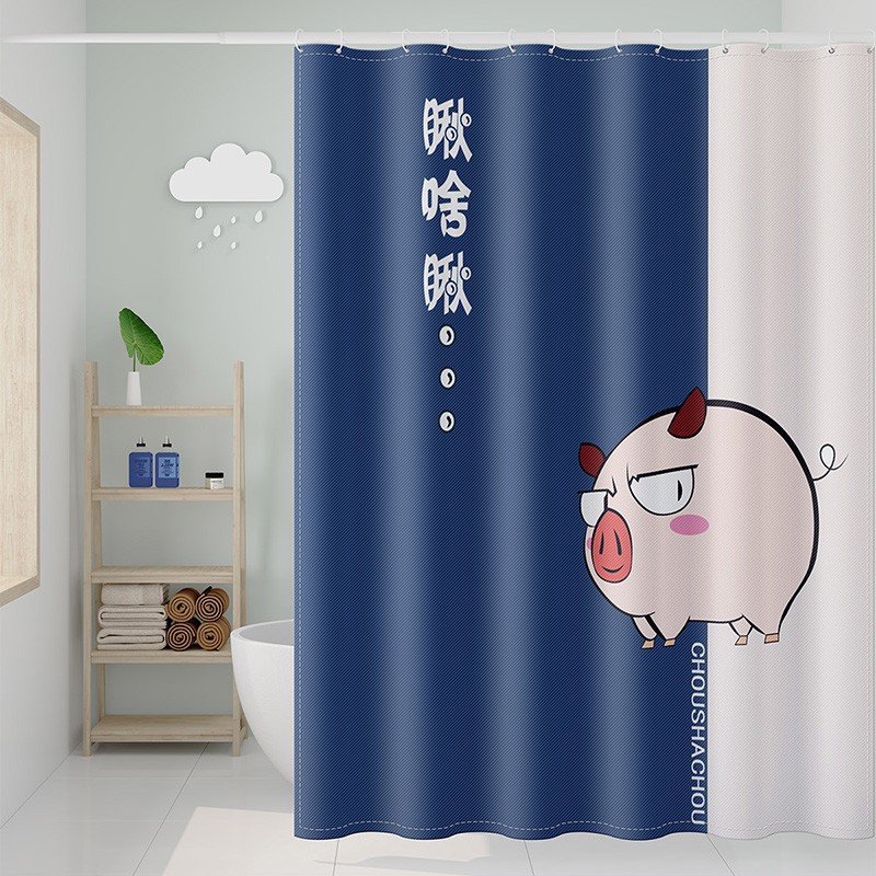 YL-37904 Cartoon Digital Print Shower Curtain, Bathroom Curtain, Partition Curtain, Hanging Curtain, Anti-mildew Shower Curtain