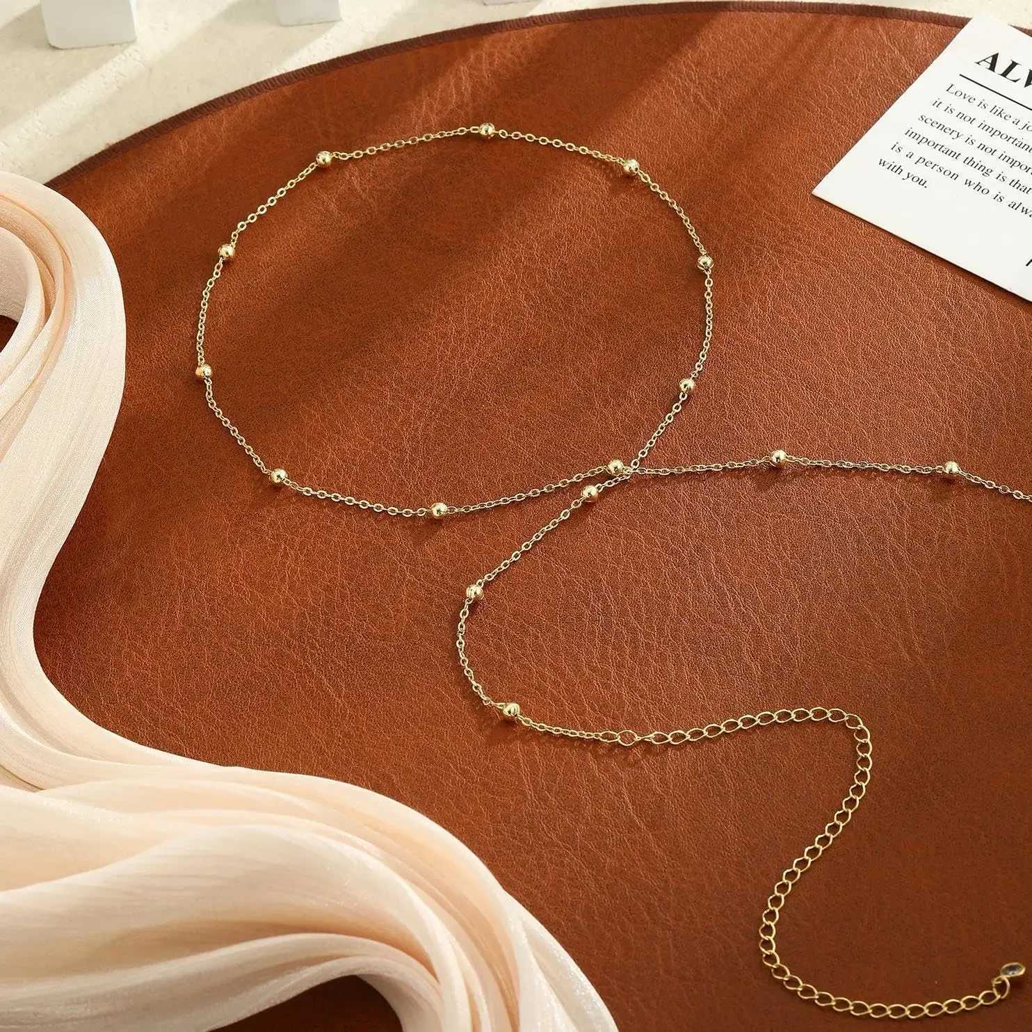 Adjustable Bikini Body Jewelry for Women Waist Chains for Women Gold Plated Body Chains Satellite Beads Rope Belly Belt Chains W251206