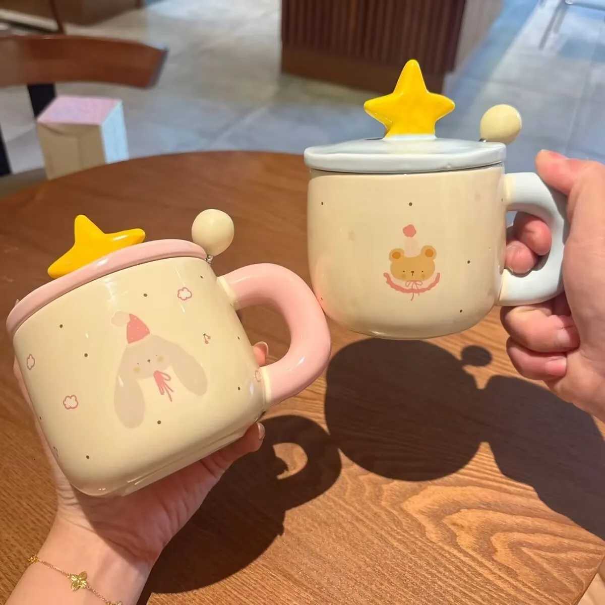 Cute Star Lid Cup Cartoon Ceramic Mug Ceramic Coffee Cups Cup for Tea Original Mugs Drinkware Personalized Gift Christmas Funny M251206 - view 6
