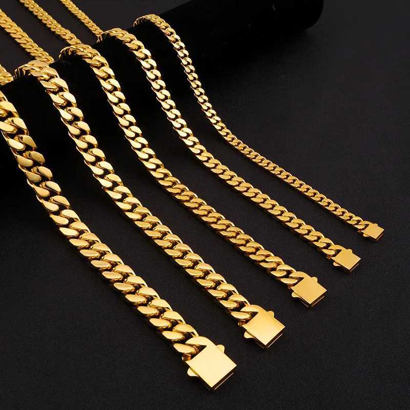 316 Stainless Steel Plated 18k Gold Fashion Crypto Cuban Chain Miami Rap Hip Hop Mens Bracelet Accessory W251206