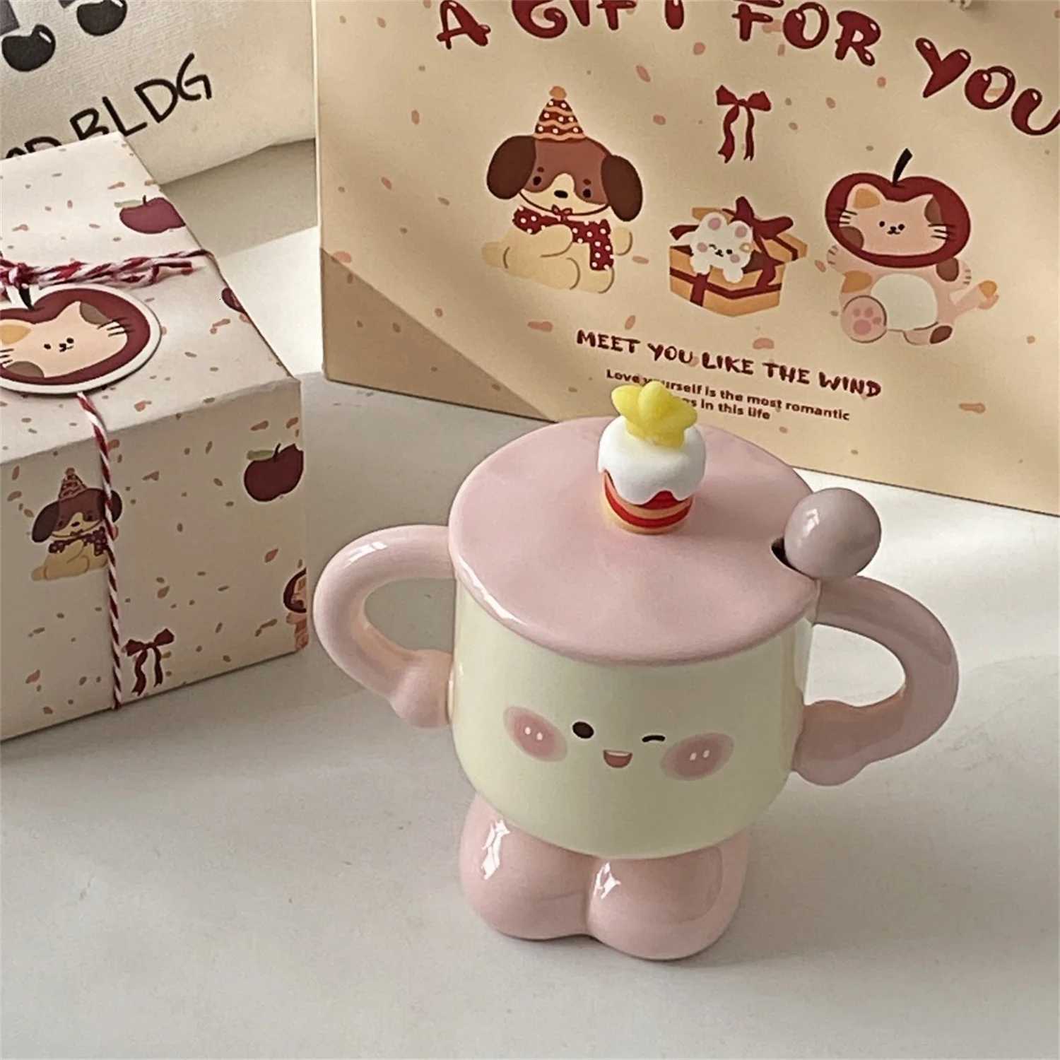 Birthday Gift to Women 300ml Ceramic Cup Sets Cute Mugs with Scoop and Lid Creative Tea Cup Exquisite Gift Box to Friends M251206 - view 3