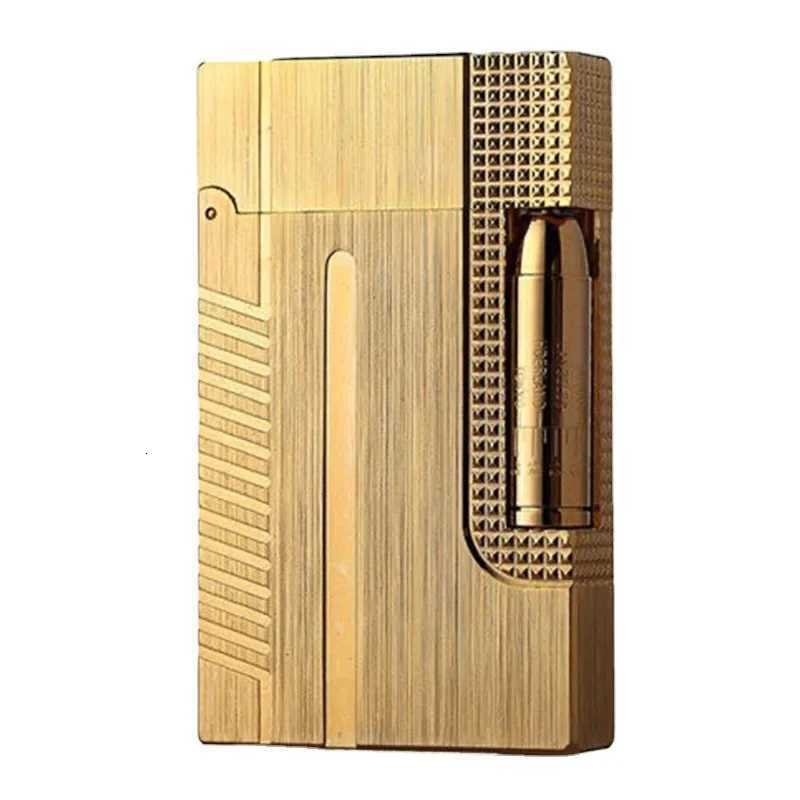 New High-end Crisp Sound Gas Lighter Steel Tone Side Slip Windproof Business Gift Mens Lighter Cigarette Accessories H251206