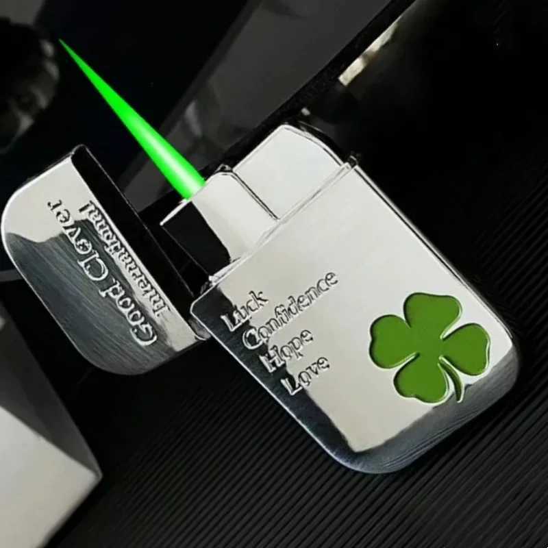 NEW Lucky Grass Lighter Windproof Electric Ignition Direct Flame Lighter Can be Iatable and Environmentally Friendly Lighter H251206