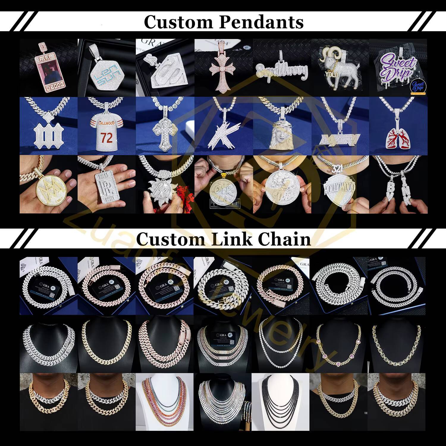 Custom Vvvs Baguette Moissanite Diamond Pendant 18K Gold Plated 925 Silver Iced Out Jewelry Letter M Pendant for Cuban Chain