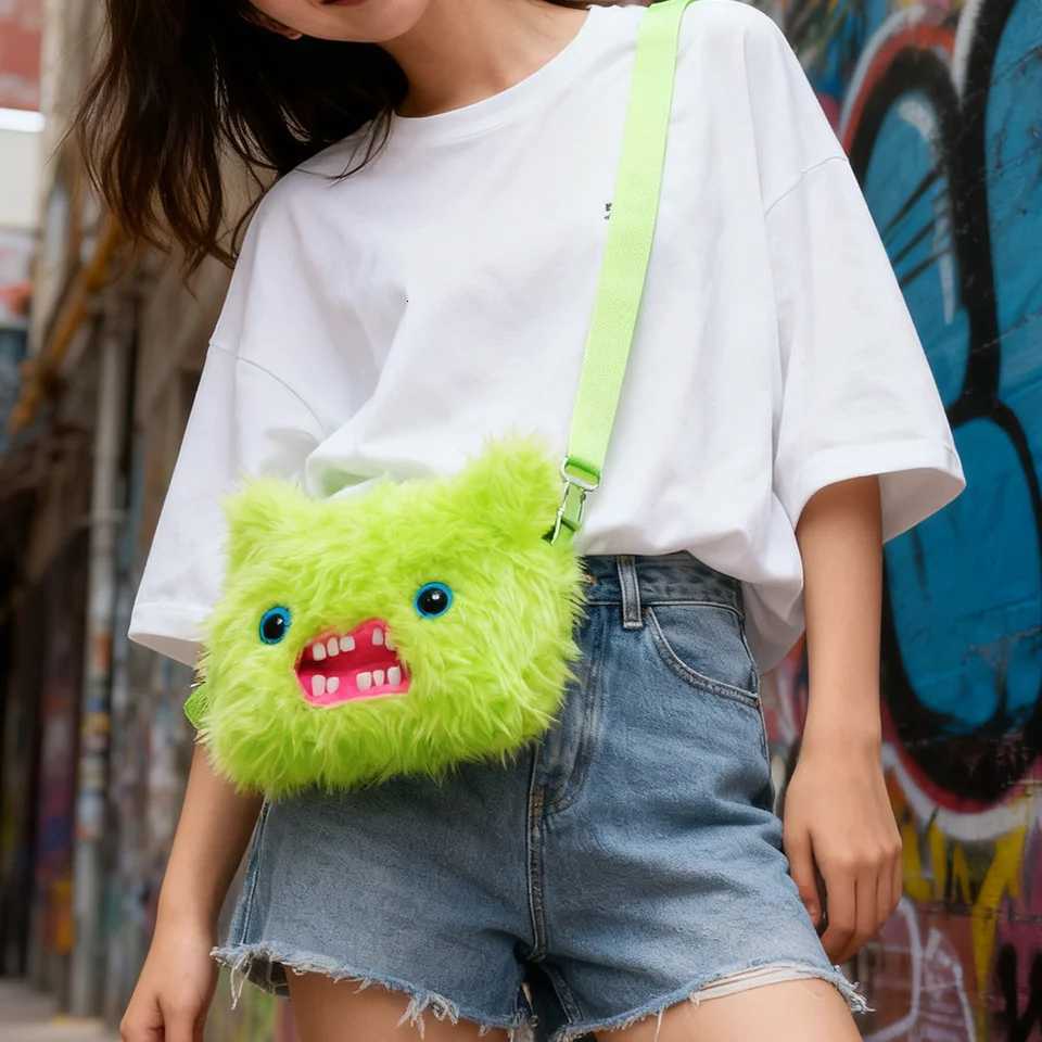 Fuggler Ugly Tooth Monster Plush Bag Crossbody Bag Cute Plush Purse Backpack Kawaii Wallet Girls Cartoon Animal with Chain Strap Y251206