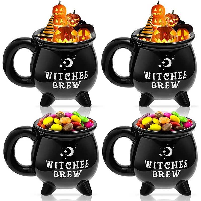 Creative Witches Brew Witch Cauldron Coffee Mug Black Ceramic Coffee Cups Halloween Tabletop Decoration For Halloween M251206 - view 4