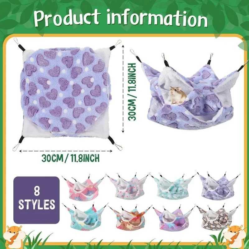 Guinea Pig Hammock Rat Hamster Hanging Hammock Double Layer Chinchilla Warm Fleece Hanging Hammock Bed Cage Accessories M251206