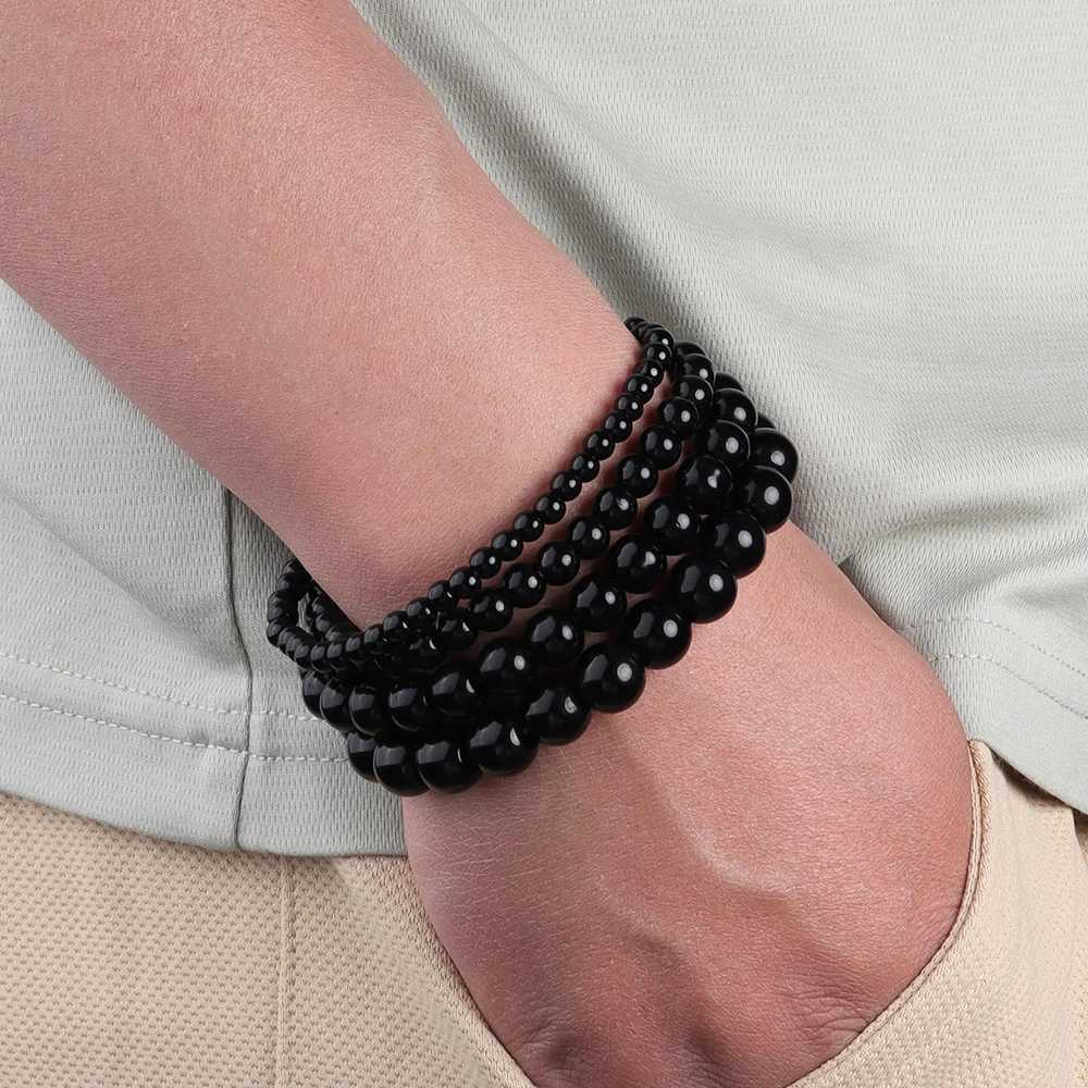 OAIITE Black Onyx Bracelet Men Natural Stone Bead Shiny Black Bracelet Women Yoga Meditation Handmade Jewelry wholesale W251206