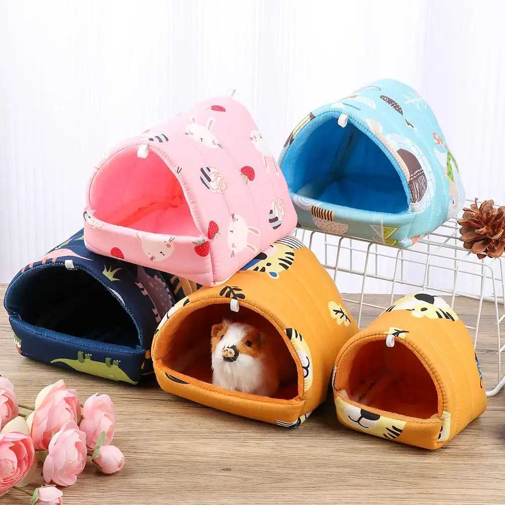 DIY Cute Mini Cage Rabbit Squirrel Winter Warm Mat Guinea Pig Nest Hamster House Small Animal Sleeping Bed Pet Hanging Cage M251206