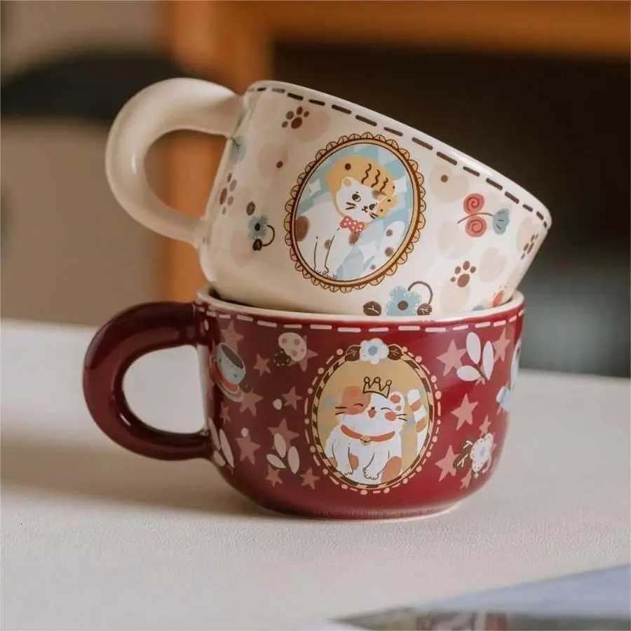 Vintage Cute Wealth Attraction Meow Cup Ceramic Cat Coffee Cup M251206 - view 3