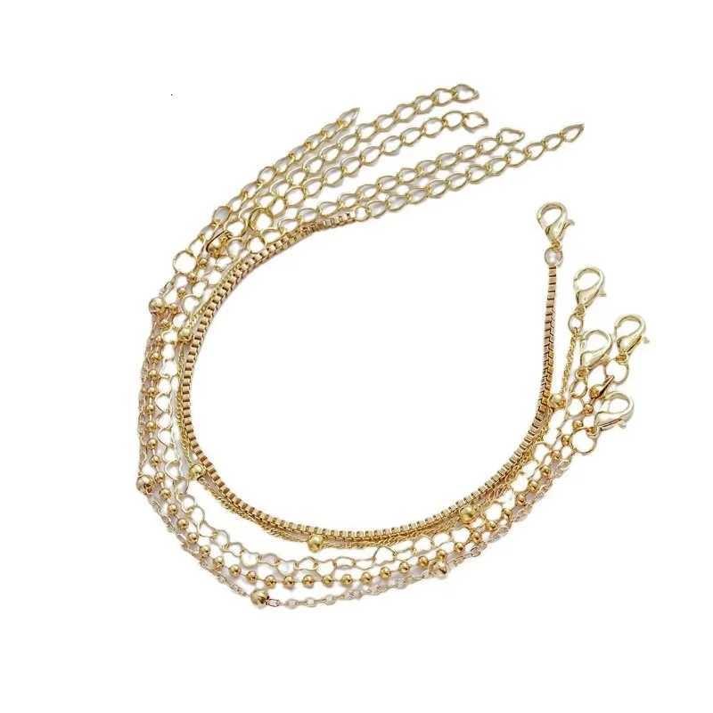 Minimalist 5-Piece Hollow Bead Bracelet With Fine Chain Set Womens Layered Necklace Combination Fashionable Daily Accessories W251206