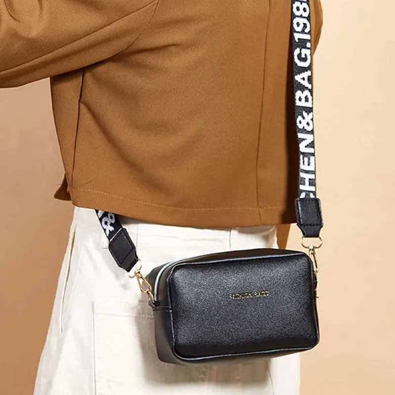 Simple Style Small Shoulder Bags for Women Solid Color Pu Leather Wide Strap Crossbody Bag Phone Purse Messenger HandbagT251206