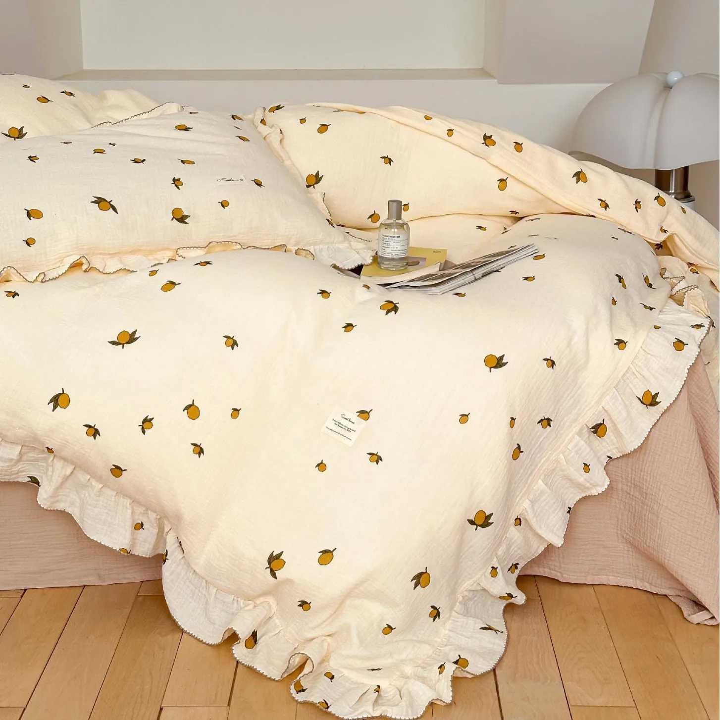 Premium 100 Gauze Cotton Duvet Cover with Ruffles Soft Breathable Farmhouse Bedding Cforter Quilt Cover No lowcase Sheet H251206